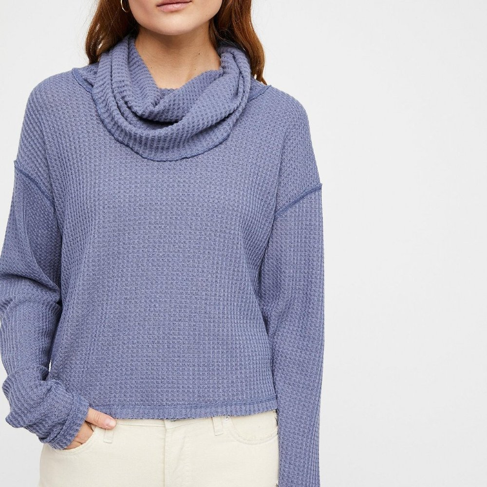 FREE PEOPLE Thermal Cowl Neck Long Sleeve Top